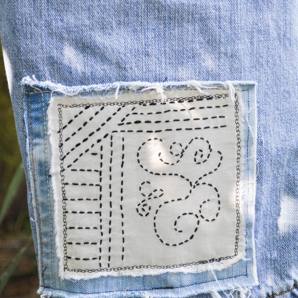 The "Halle" Jeans | Upcycled Boho Retro Patchwork | - Picture 10 of 10